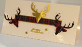 Scottish Stag Christmas Card (Red Tartan)